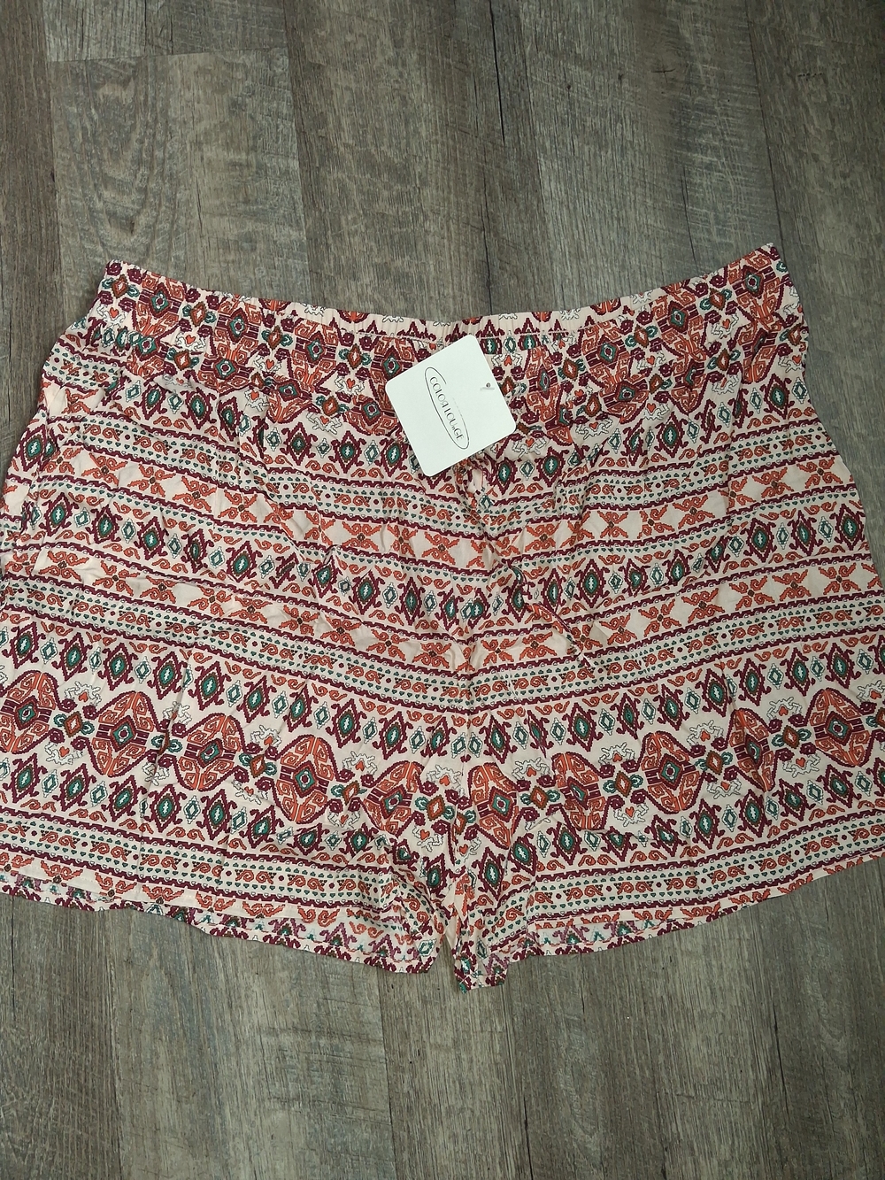 Catalina Printed Elastic-Waist Cargo Shorts in Pink and Red